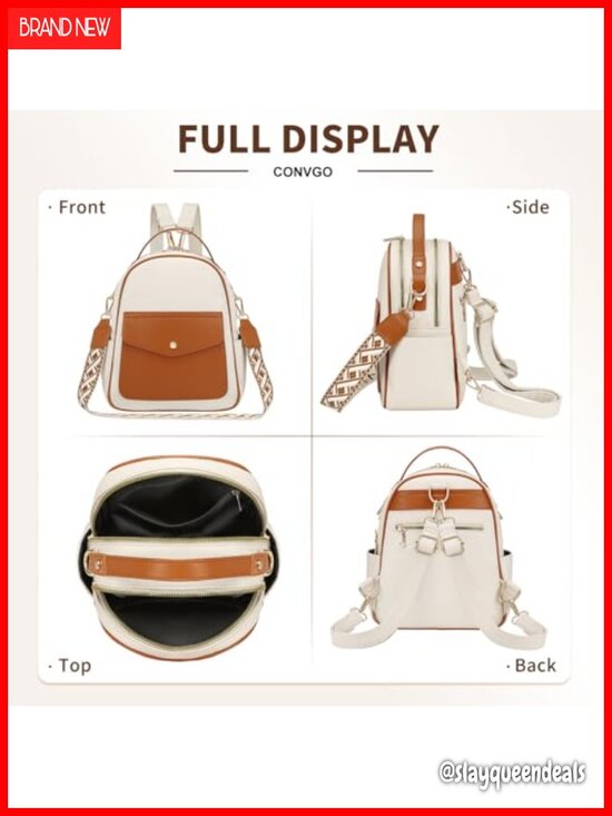 Small PU Leather Mini Backpack Purse with 3 Straps, Convertible Handbag for main image 4